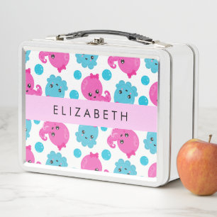 Octopus Pattern, Cute Octopus, Sea, Your Name Metal Lunch Box