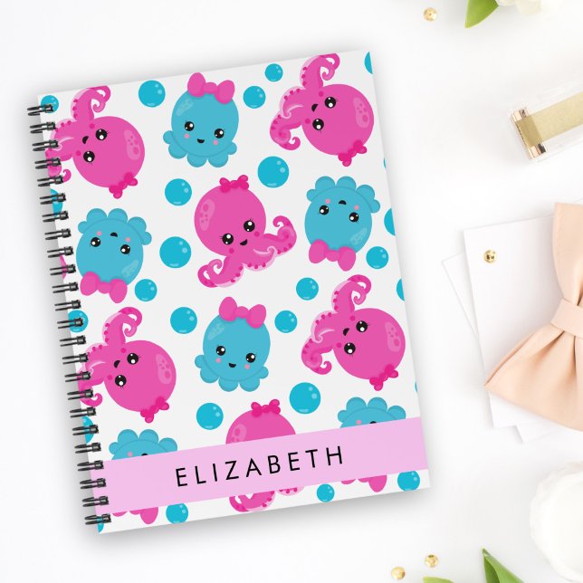 Octopus Pattern, Cute Octopus, Sea, Your Name Planner (Creator Uploaded)
