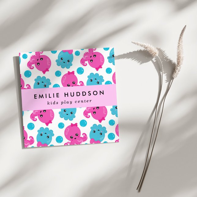 Octopus Pattern, Kids Play Centre, Activity Centre Square Business Card (Creator Uploaded)