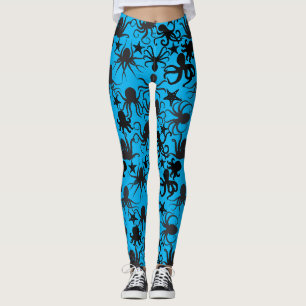 Octopus Pattern.w LBlue BG Leggings