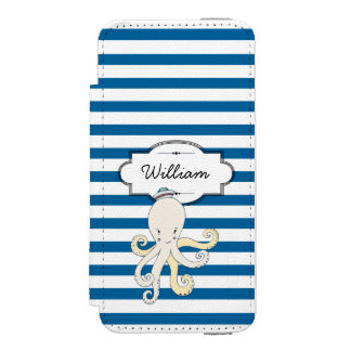 Octopus Personalised Blue and White Stripe Incipio Watson™ iPhone 5 Wallet Case