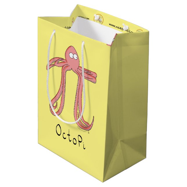 Octopus Pi Symbol Math Teacher Funny Medium Gift Bag (Back Angled)