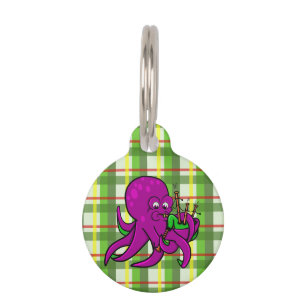Octopus Piper Musical Instrument Illustration Pet Tag