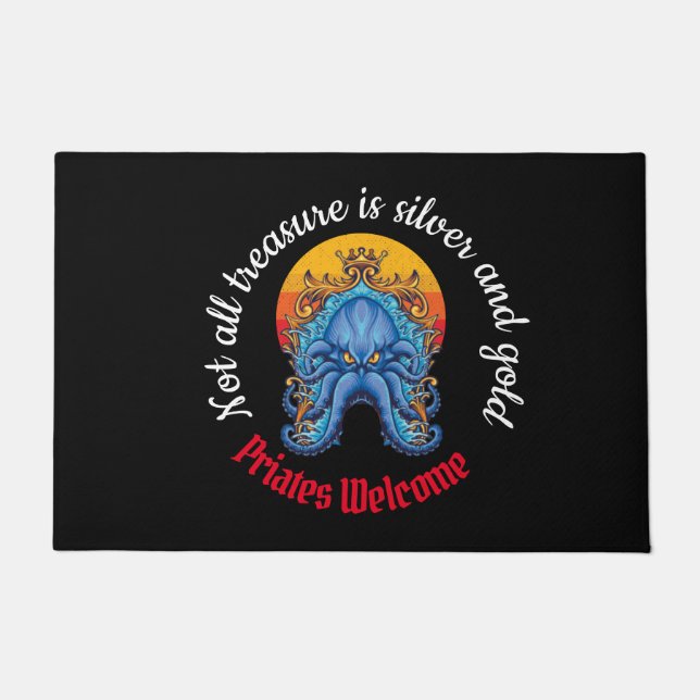  Octopus Pirate  Party Welcome Doormat (Front)