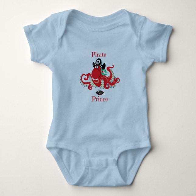 Octopus Pirate Prince Baby Jersey Bodysuit (Front)
