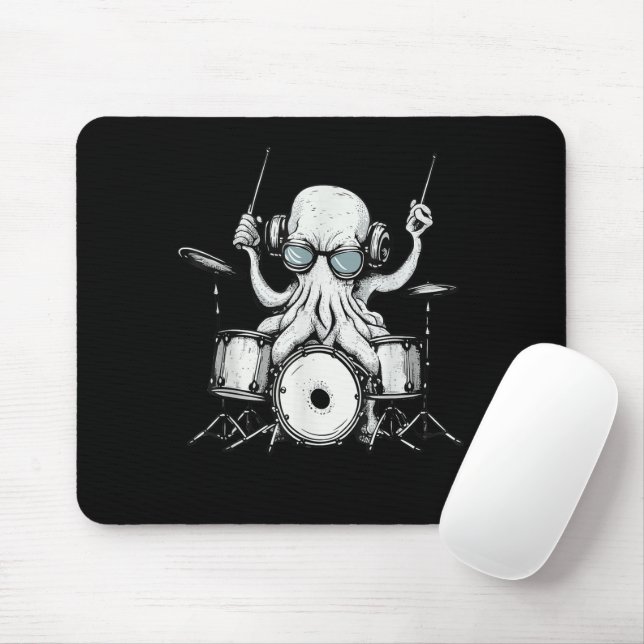 Octopus Playing Drums Drum Player Drummer Band Mouse Pad (With Mouse)