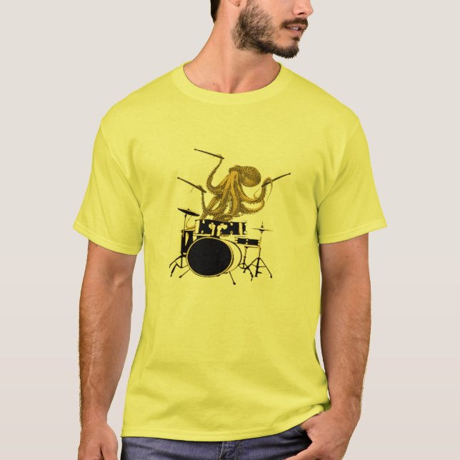 Octopus playing drums drummer shirt drum tee shirt (Front)