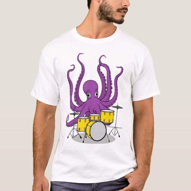 octopus playing drums t shirt (Front)