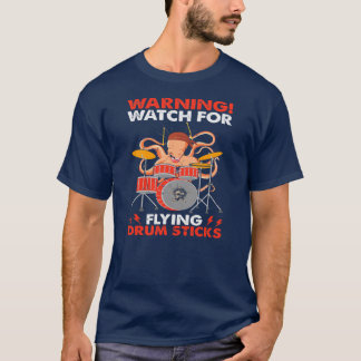 Octopus Playing Drums Warning Watch for Flying T-Shirt