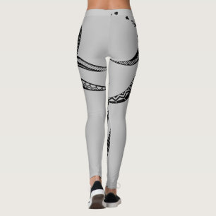 OCTOPUS POLYNESIAN TRIBAL HAWAII ISLANDS Blk Leggings