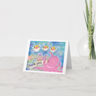 Octopus porcupine fish Music Kids Thank you card