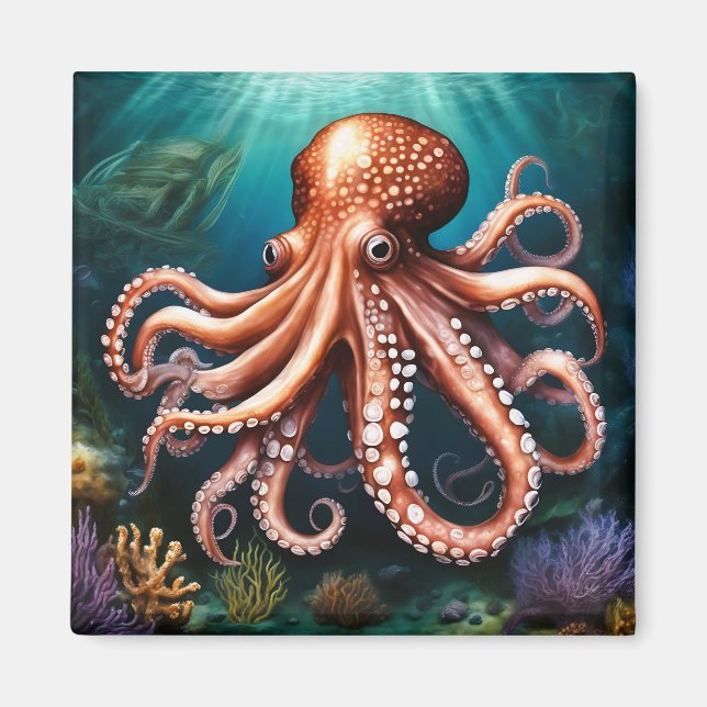 Octopus Portrait Ocean Magnet (Front)