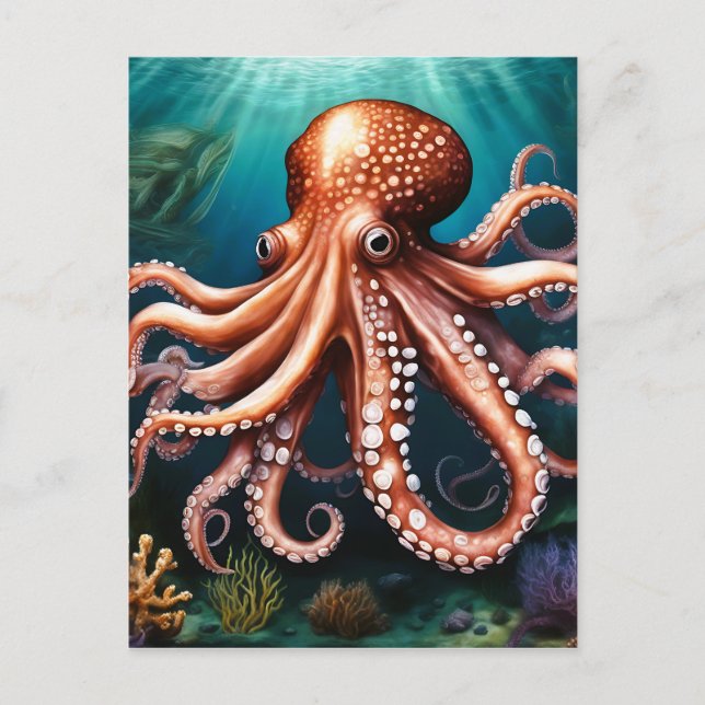Octopus Portrait Ocean Postcard (Front)