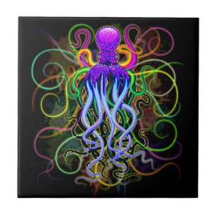Octopus Psychedelic Luminescence Ceramic Tile