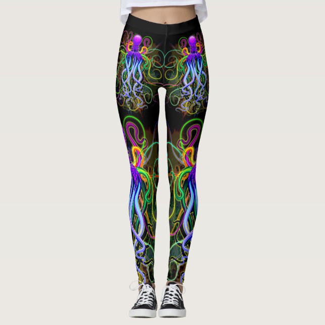 Octopus Psychedelic Luminescence Leggings (Front)
