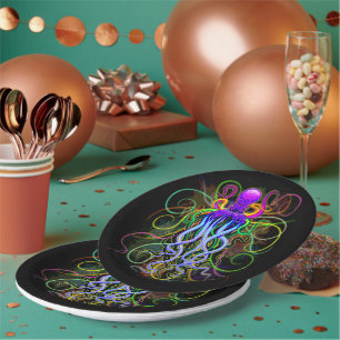 Octopus Psychedelic Luminescence Paper Plate