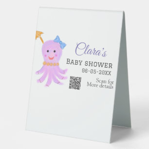 Octopus purple blue watercolor baby shower sea ani