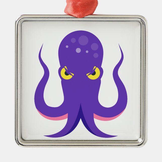 Octopus Purple Squid Metal Ornament (Front)