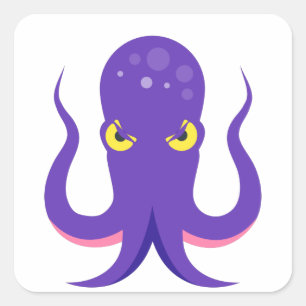 Octopus Purple Squid Square Sticker