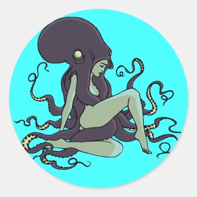 Octopus Queen Classic Round Sticker (Front)