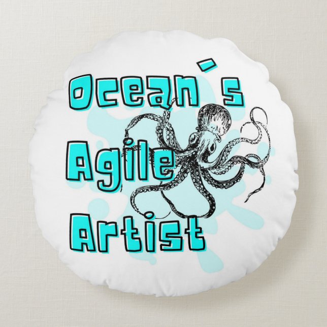 octopus quote round cushion (Front)