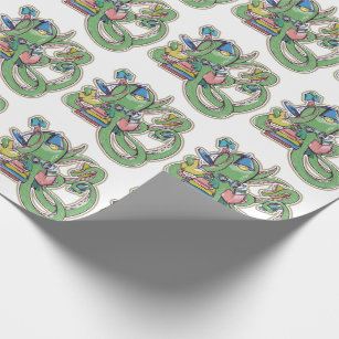 Octopus reading library books wrapping paper