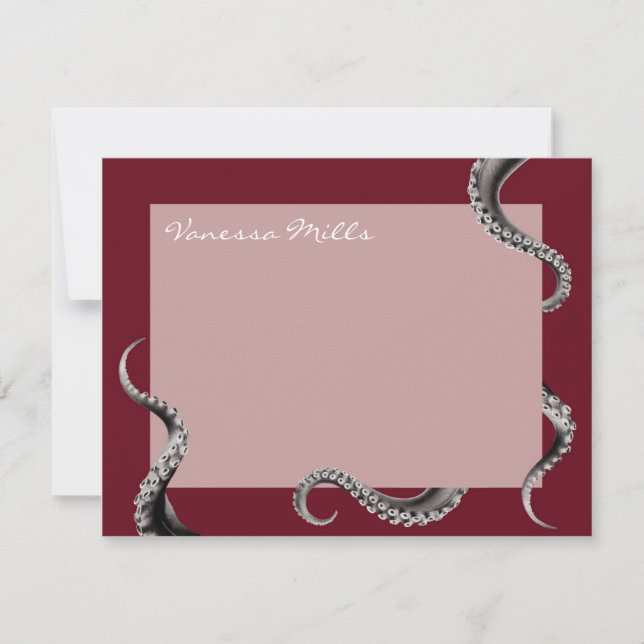 Octopus Red Note Card (Front)