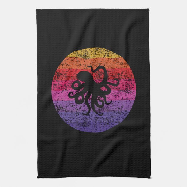 Octopus Retro Tea Towel (Vertical)