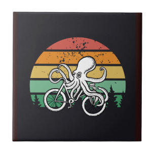 Octopus Riding a Bike Ceramic Tile
