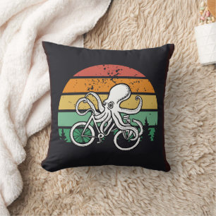 Octopus Riding a Bike Cushion