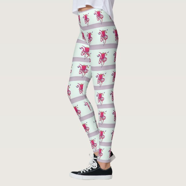 Octopus riding a road bike leggings (Left)