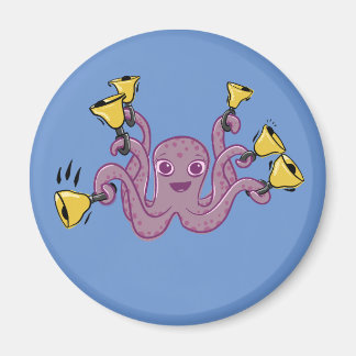 Octopus Ringing Handbells Cartoon Magnet