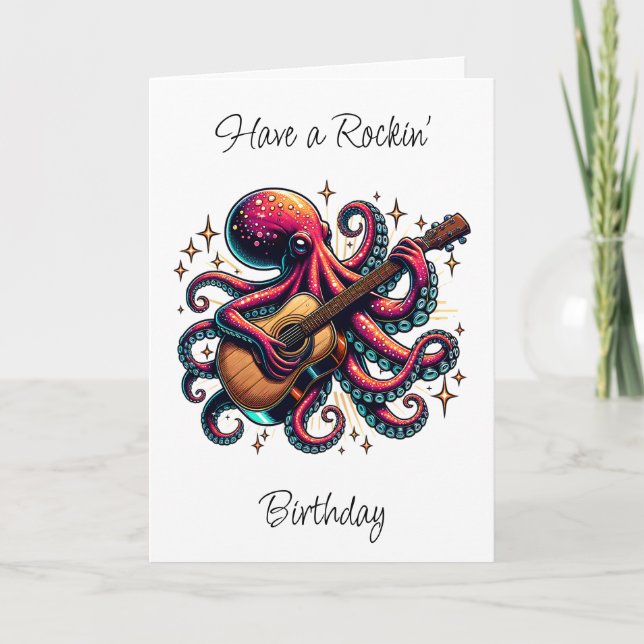 Octopus Rockin' Out to your Son's Birthday Card (Front)