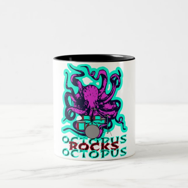 octopus rocks, octopus Two-Tone coffee mug (Center)