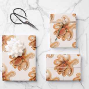 Octopus Salutii, Vintage Marine Aquatic Animals Wrapping Paper Sheet