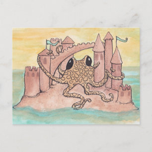 Octopus & Sandcastle Postcard