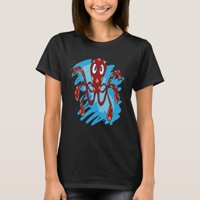 OCTOPUS SEA ANIMAL MARINE OCEAN OCTOPUS RED SPOTS T-Shirt (Front)