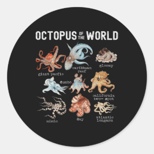 Octopus Sea Animals Of The World Octopus Lover  Classic Round Sticker