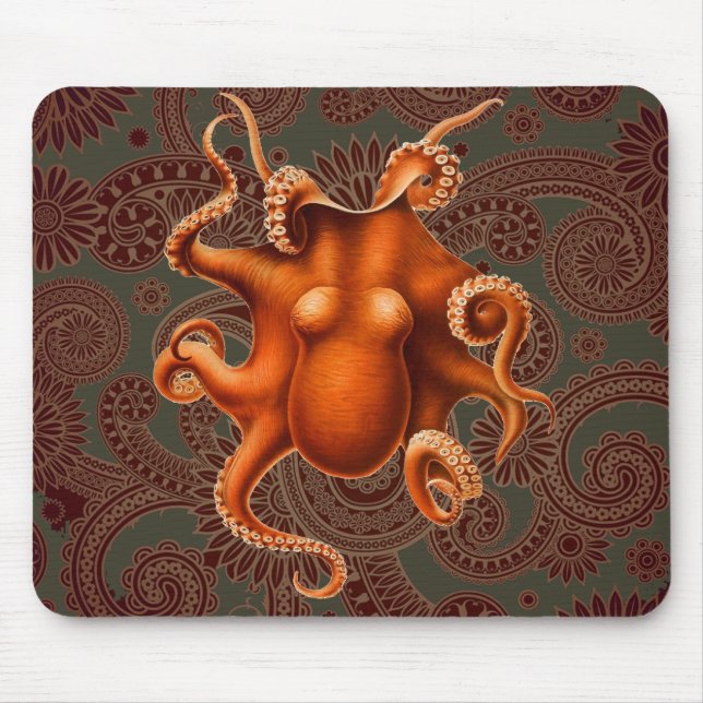 Octopus Sea Monster Creature Cephalapod Vintage Mouse Pad (Front)