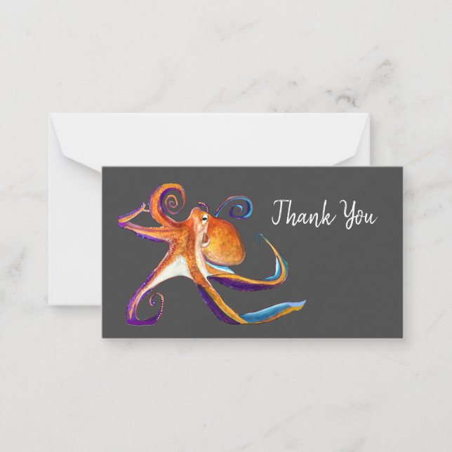 Octopus sealife watercolor art card (Front)