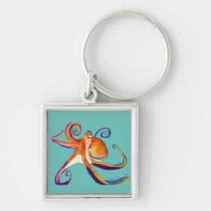 Octopus sealife watercolor art key ring