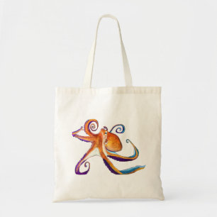 Octopus sealife watercolor art tote bag