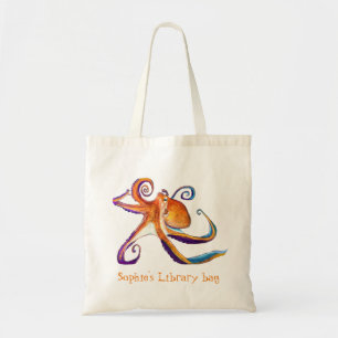 Octopus sealife watercolor art tote bag