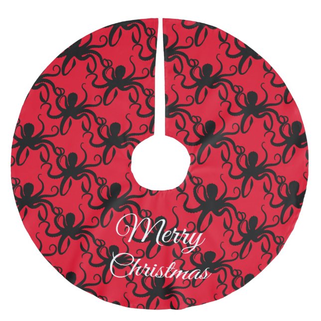 Octopus Silhouette Thunder_Cove Brushed Polyester Tree Skirt (Front)