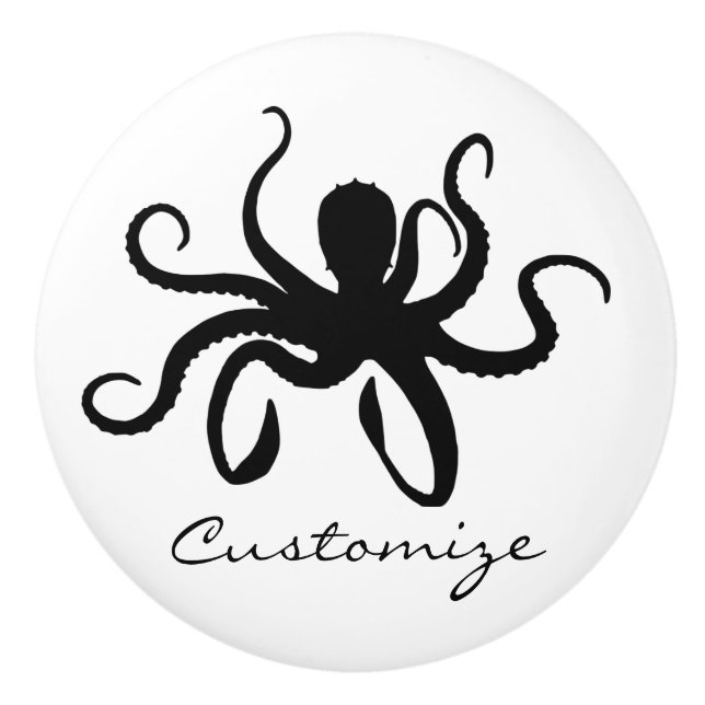 Octopus Silhouette Thunder_Cove Ceramic Knob (Front)