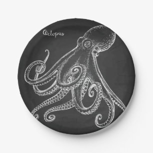 Octopus Sketch Paper Plate
