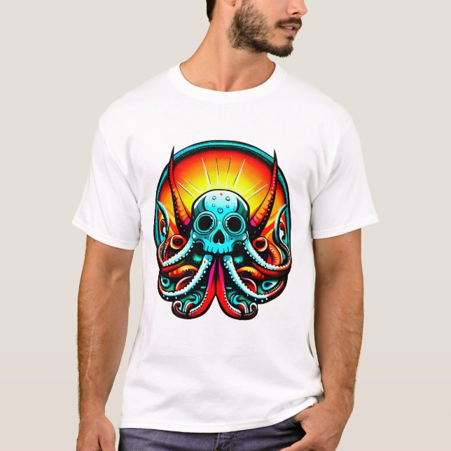 Octopus Skull  Of Colours  T-Shirt (Front)