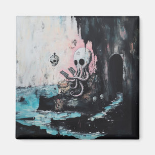 Octopus Skull Tarot Oracle Cards Witchy AI Art Magnet