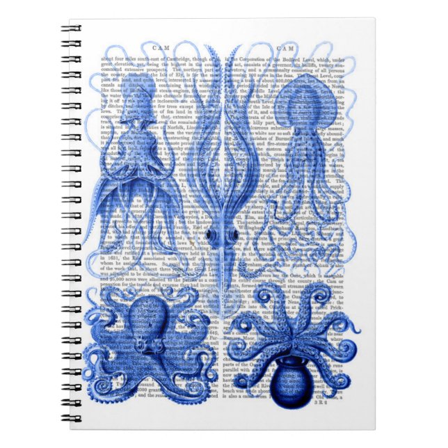 Octopus & Squid Blue Notebook (Front)