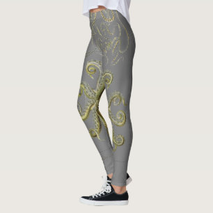 Octopus, Squid Illustration, Vintage Leggings